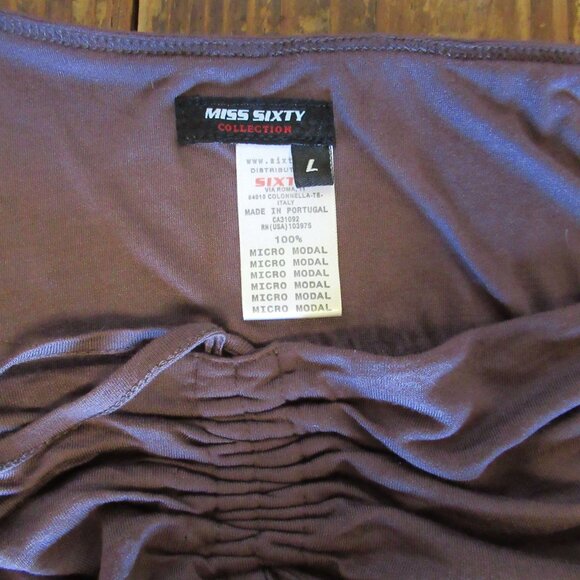 Vintage Miss Sixty Top Womens Large Brown Modal Relaxed Fit Halter Straps Soft - Picture 4 of 8